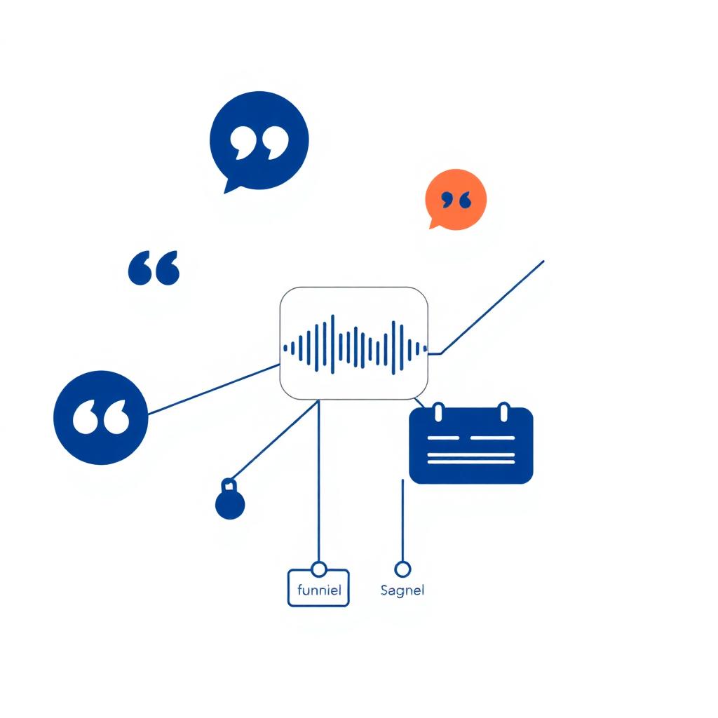 IZZE Customer Voices table showing tagged testimonials by funnel stage
